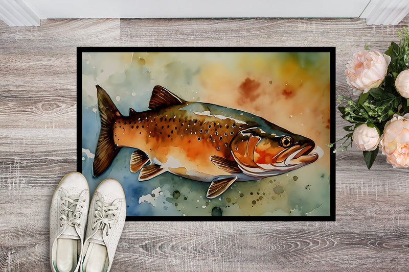 Brown Trout Doormat - Large 24x36 – Indoor/Outdoor Floor Mat with Artistic Flair