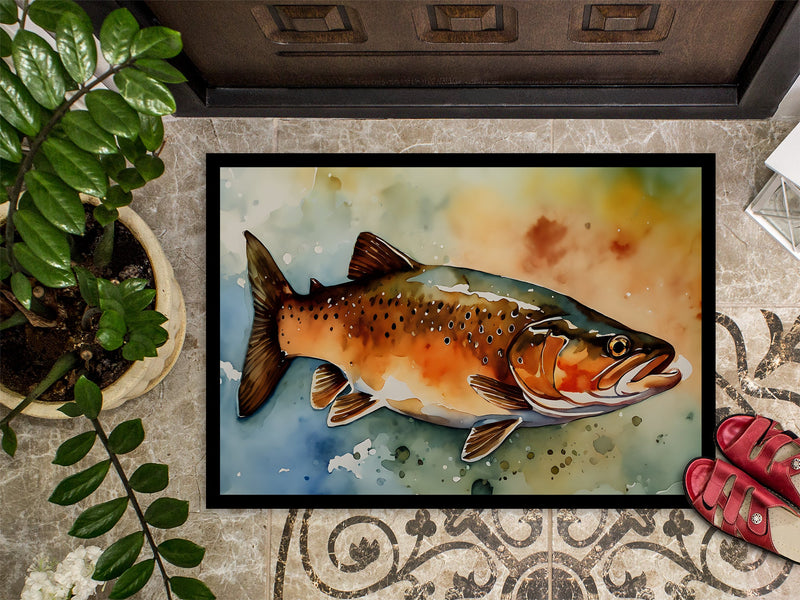 Brown Trout Doormat - Large 24x36 – Indoor/Outdoor Floor Mat with Artistic Flair