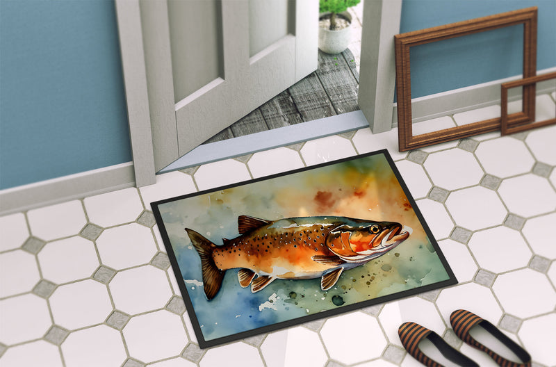 Brown Trout Doormat - Large 24x36 – Indoor/Outdoor Floor Mat with Artistic Flair