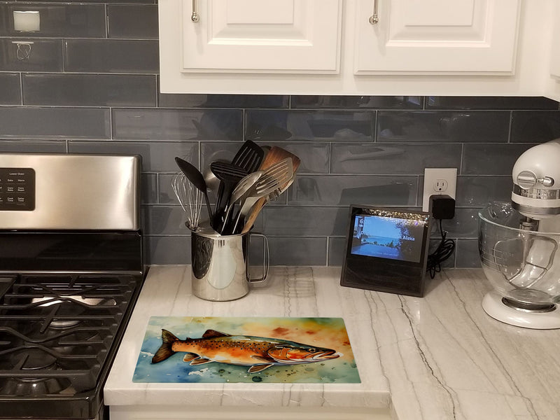 Brown Trout Glass Cutting Boards – Durable, Decorative Kitchen Art Large