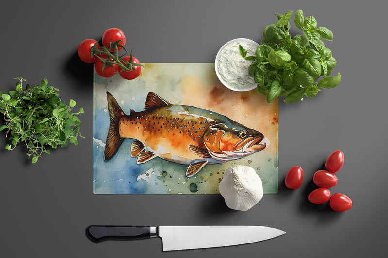 Brown Trout Glass Cutting Boards – Durable, Decorative Kitchen Art Large