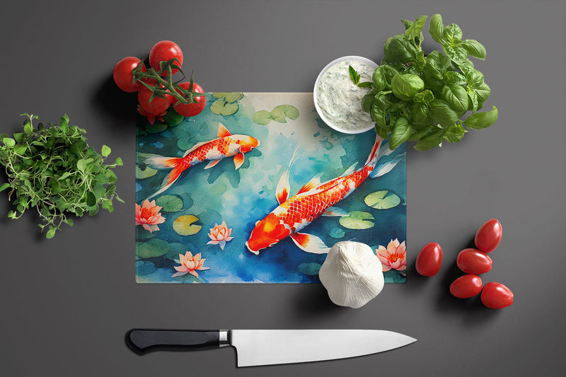 Koi Fish Glass Cutting Board Large