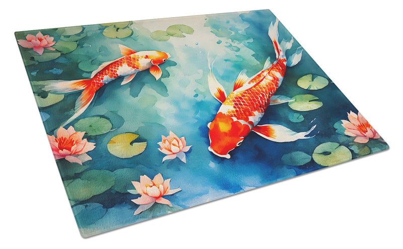 Koi Fish Glass Cutting Board Large