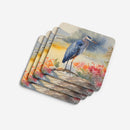 Blue Heron Coasters - Set of 4 Lightweight Foam, Absorbent Drink Coasters