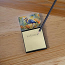 Blue Heron Sticky Note Holder- Refiilable Desk Accessory Note Pad