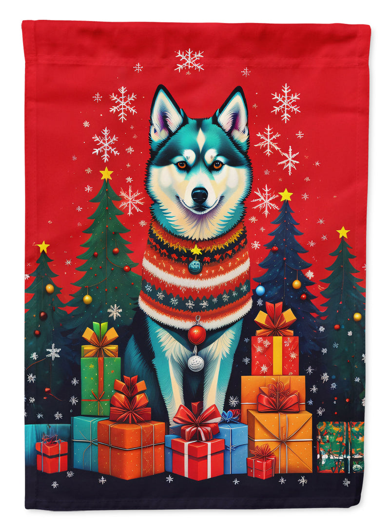 Alaskan Klee Kai Holiday Christmas Garden Flag – Outdoor Decorative Yard Flag