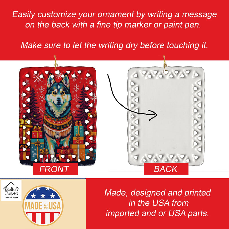 Alaskan Malamute Holiday Christmas Porcelain Ornament