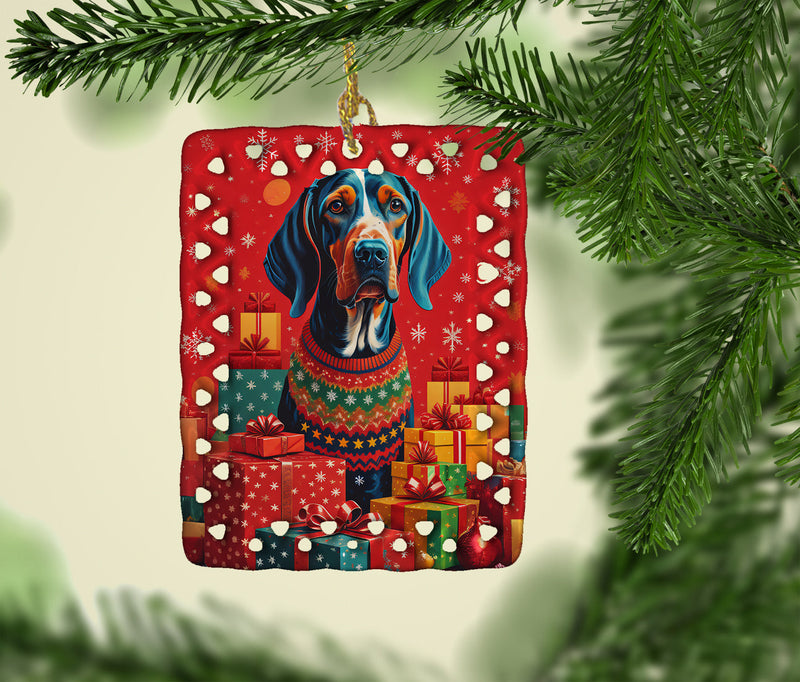American English Coonhound Holiday Christmas Porcelain Ornament