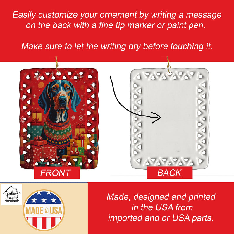American English Coonhound Holiday Christmas Porcelain Ornament