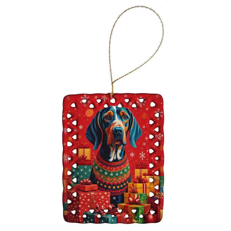 American English Coonhound Holiday Christmas Porcelain Ornament
