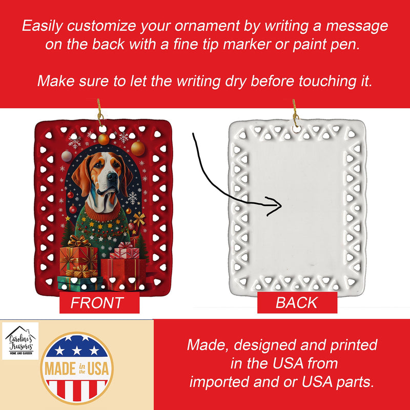 American Foxhound Dog Holiday Christmas Porcelain Ornament