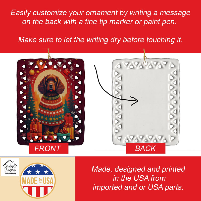 American Water Spaniel Holiday Christmas Porcelain Ornament