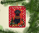 Black Russian Terrier Holiday Christmas Porcelain Ornament