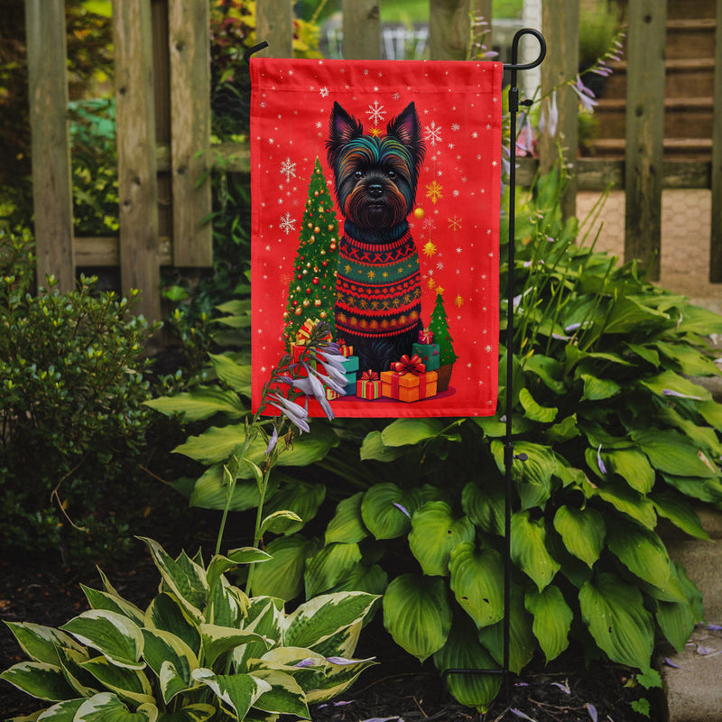 Black Cairn Terrier Holiday Christmas Garden Flag – Outdoor Decorative Yard Flag