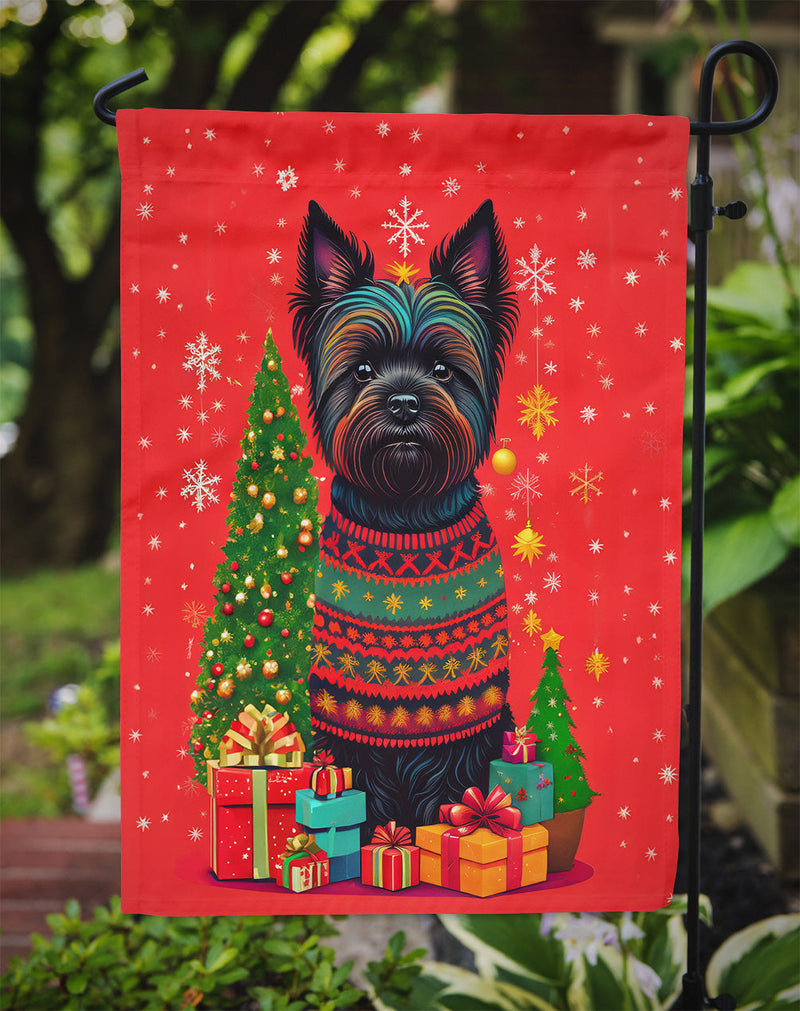 Black Cairn Terrier Holiday Christmas Garden Flag – Outdoor Decorative Yard Flag