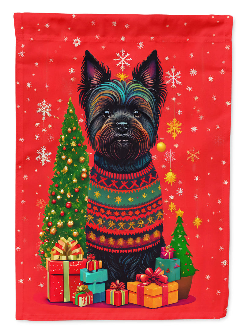 Black Cairn Terrier Holiday Christmas Garden Flag – Outdoor Decorative Yard Flag