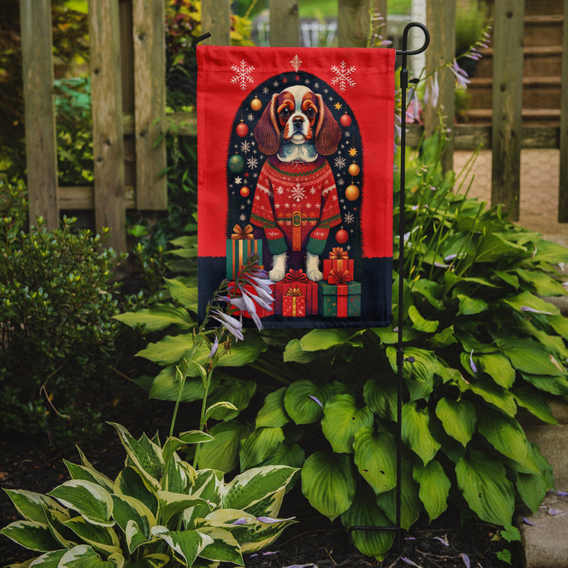 Cavalier Spaniel Holiday Christmas Garden Flag – Outdoor Decorative Yard Flag