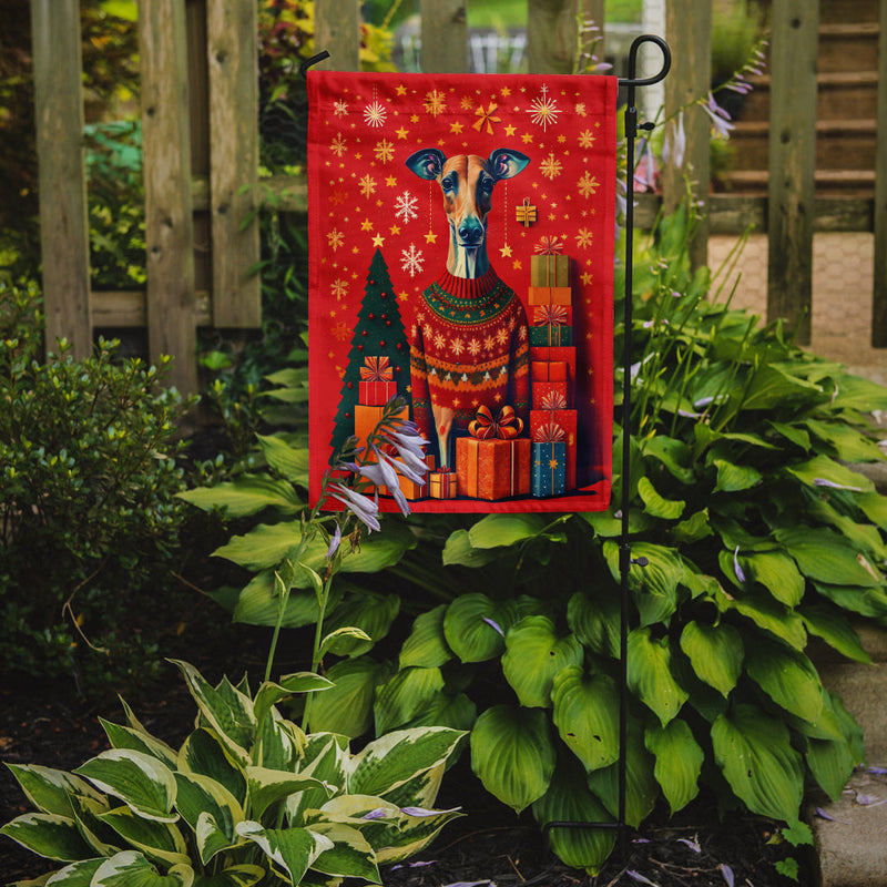 Greyhound Holiday Christmas Garden Flag – Outdoor Decorative Yard Flag