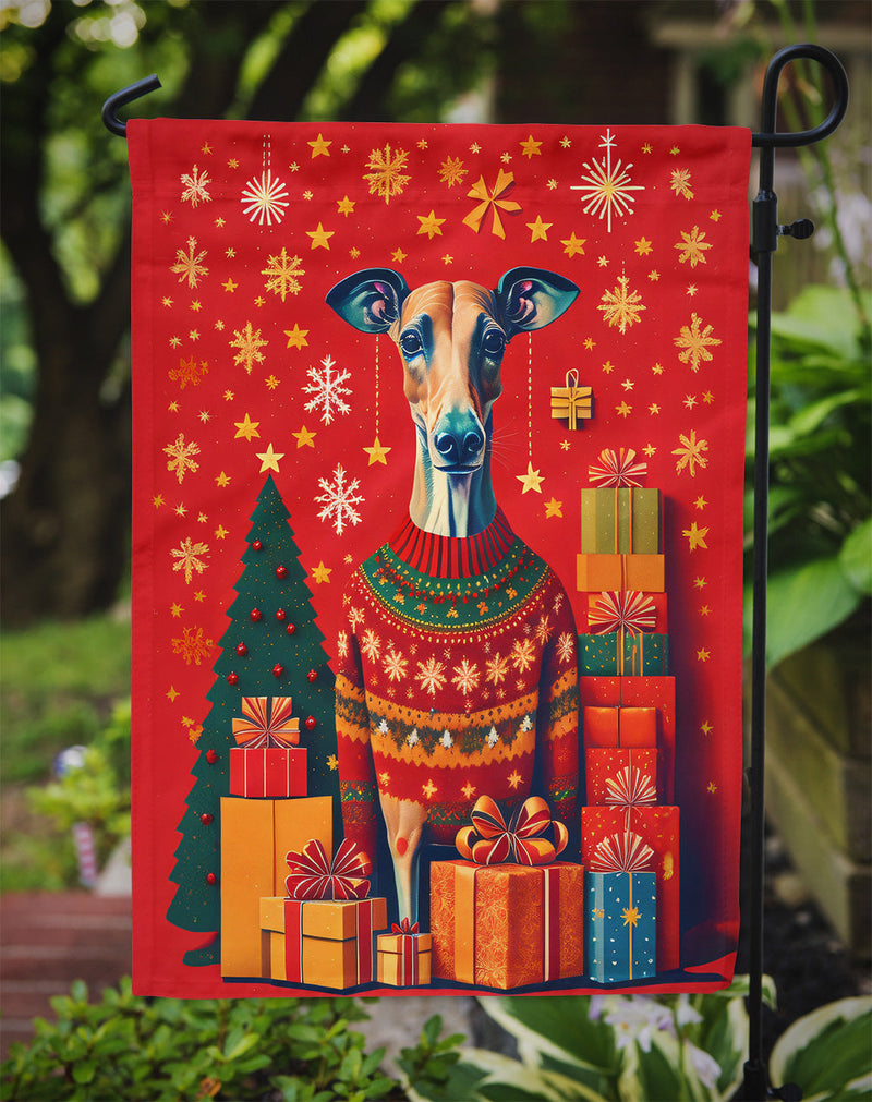 Greyhound Holiday Christmas Garden Flag – Outdoor Decorative Yard Flag