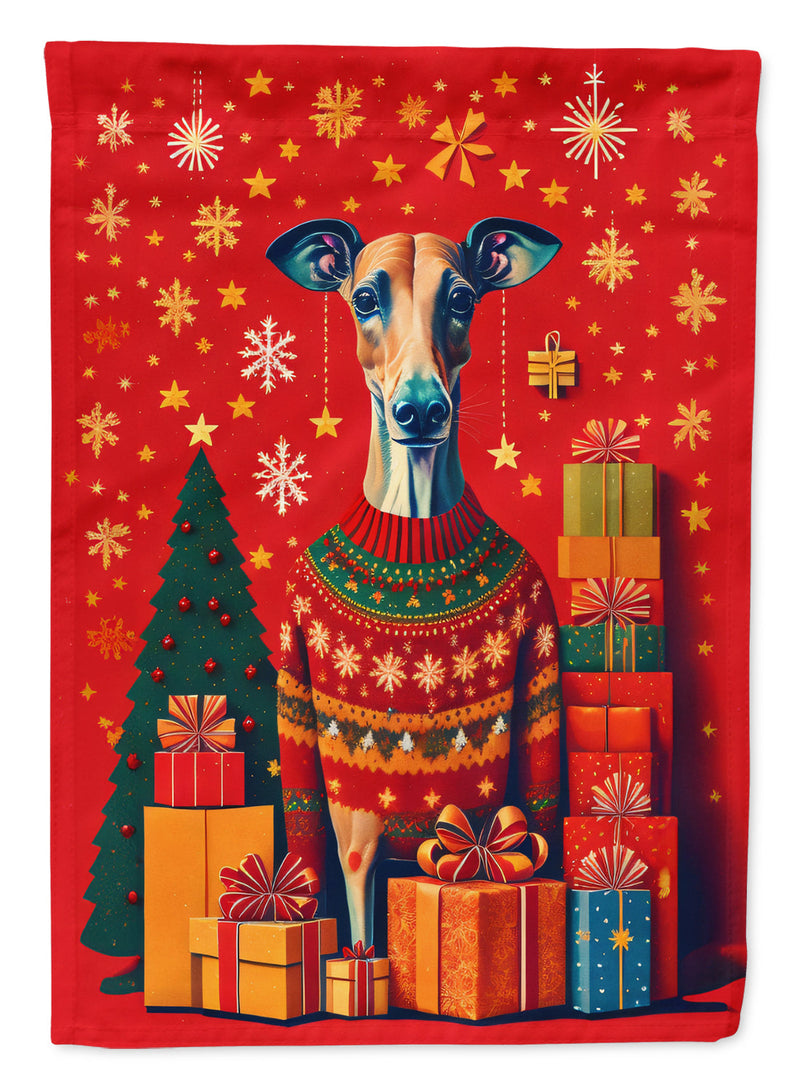 Greyhound Holiday Christmas Garden Flag – Outdoor Decorative Yard Flag