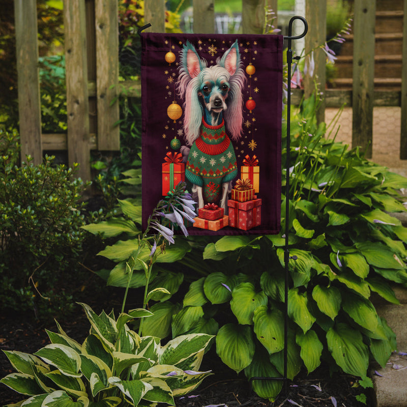 Chinese Crested Holiday Christmas Garden Flag – Outdoor Decorative Yard Flag