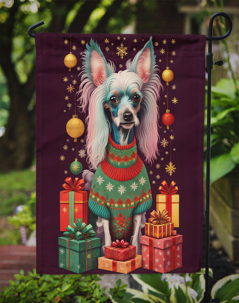 Chinese Crested Holiday Christmas Garden Flag – Outdoor Decorative Yard Flag