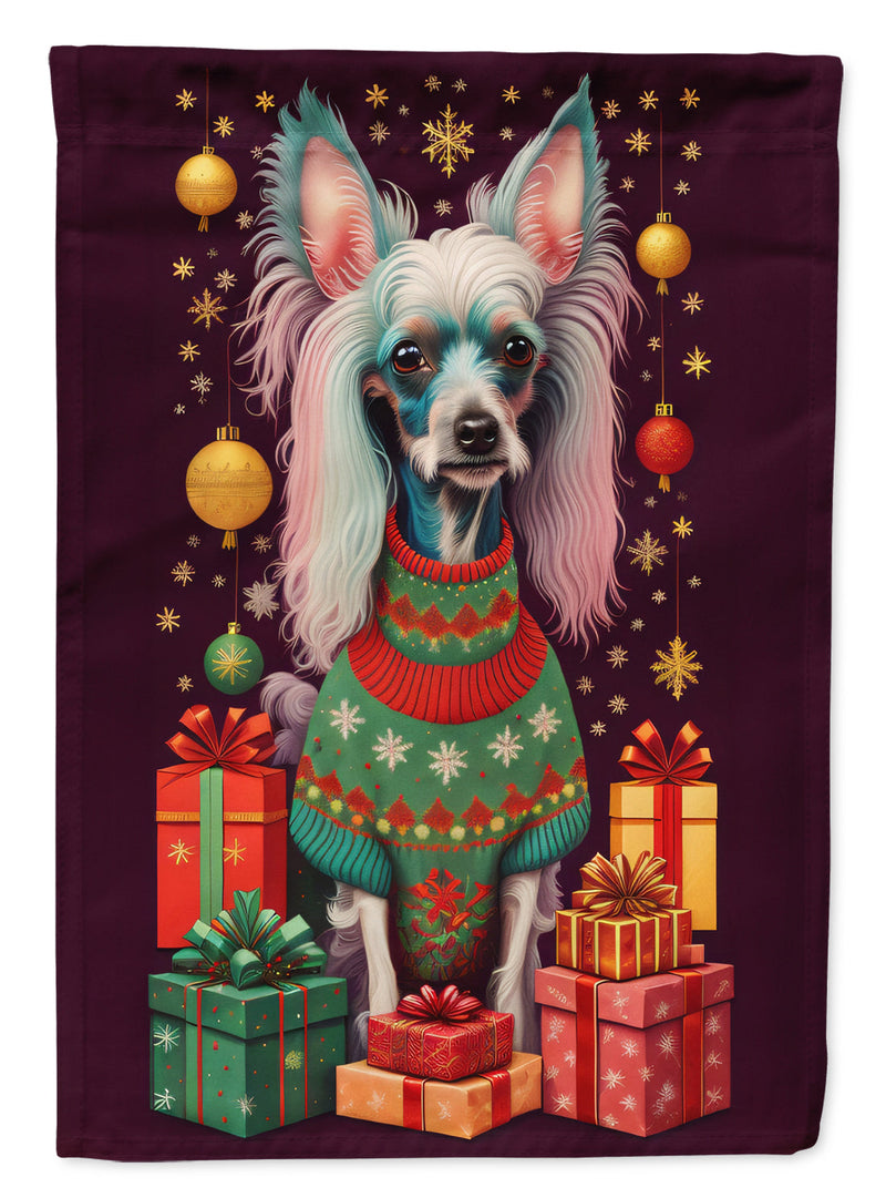Chinese Crested Holiday Christmas Garden Flag – Outdoor Decorative Yard Flag