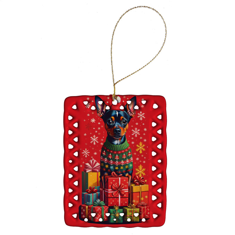 Miniature Pinscher Holiday Christmas Porcelain Ornament