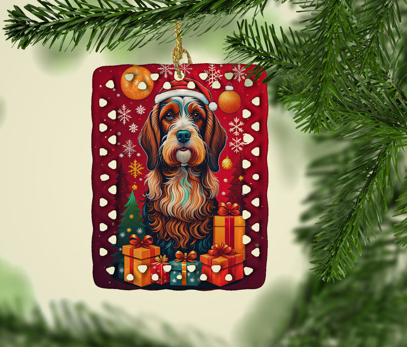 Petit Basset Griffon Vendeen Holiday Christmas Porcelain Ornament