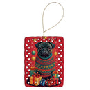Black Pug Holiday Christmas Porcelain Ornament