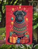 Black Pug Holiday Christmas Garden Flag – Outdoor Decorative Yard Flag