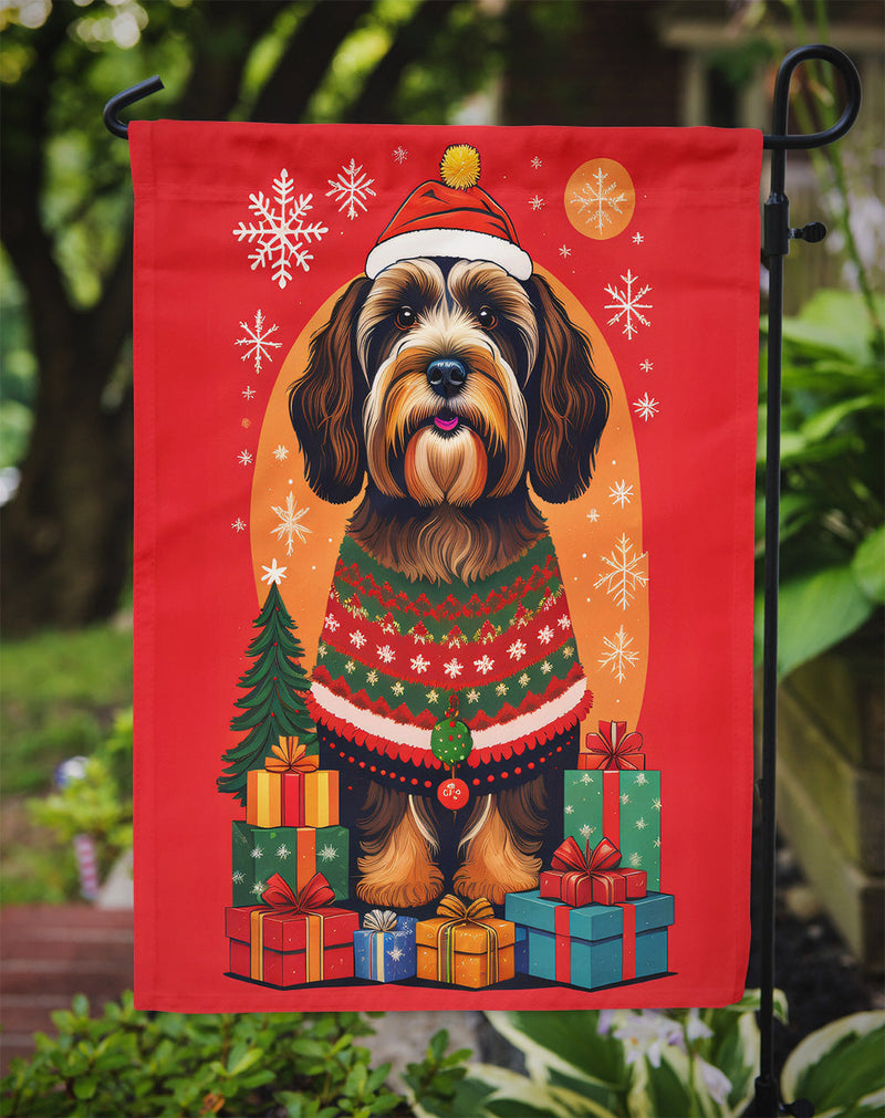 Tibetan Terrier Holiday Christmas Garden Flag – Outdoor Decorative Yard Flag