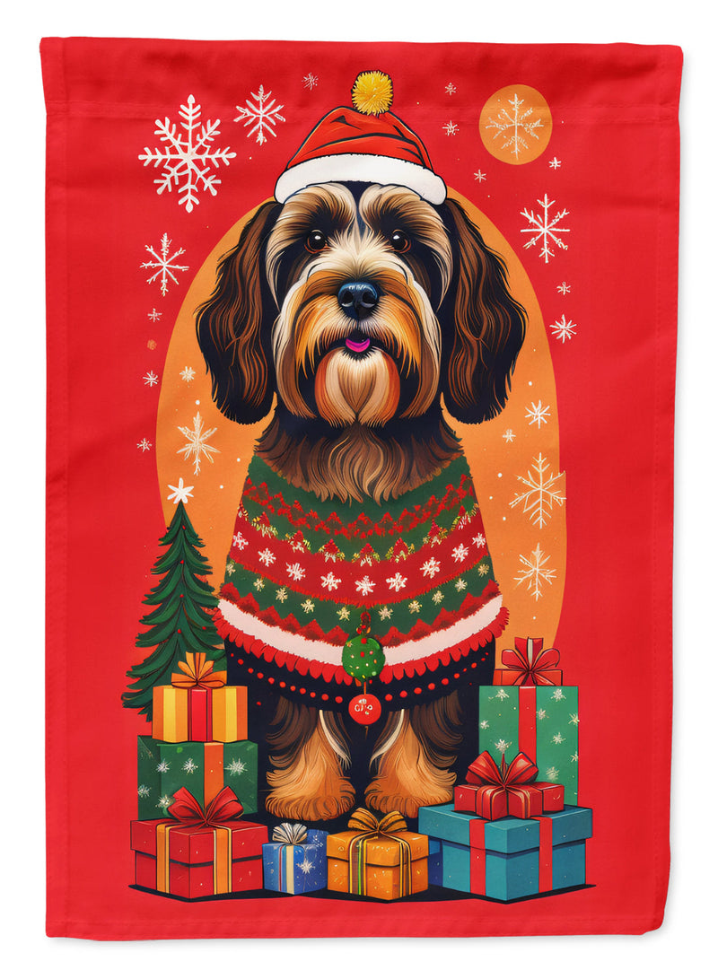 Tibetan Terrier Holiday Christmas Garden Flag – Outdoor Decorative Yard Flag
