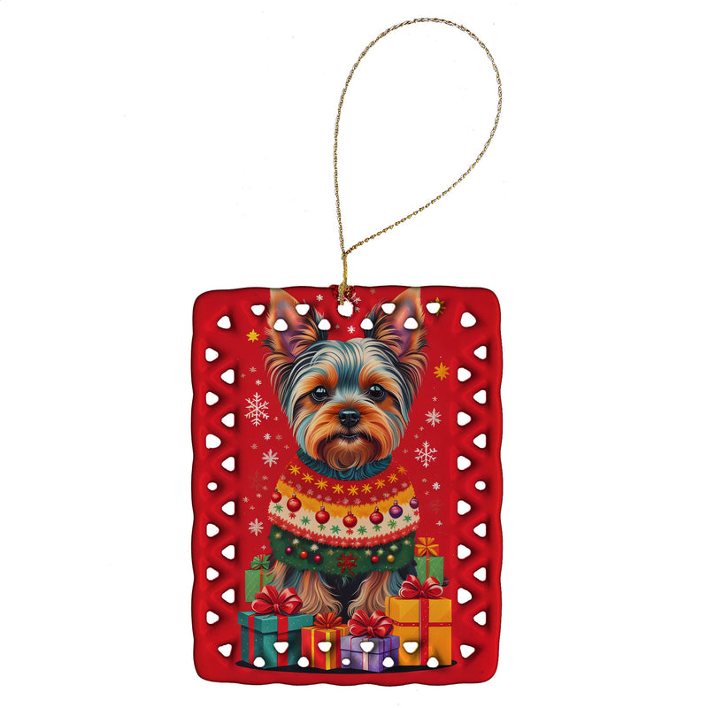 Yorkshire Terrier  Holiday Christmas Porcelain Ornament