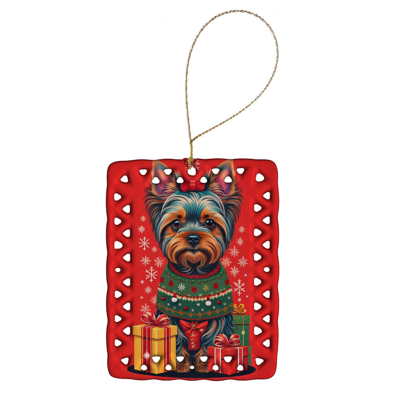 Yorkshire Terrier  Holiday Christmas Porcelain Ornament