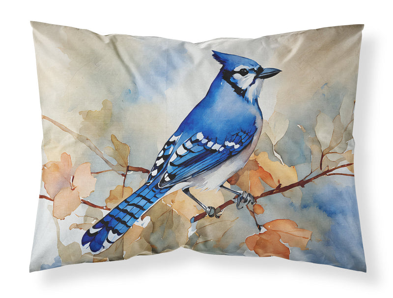 Blue Jay Standard Pillowcase – Artistic Decorative Front, White Back