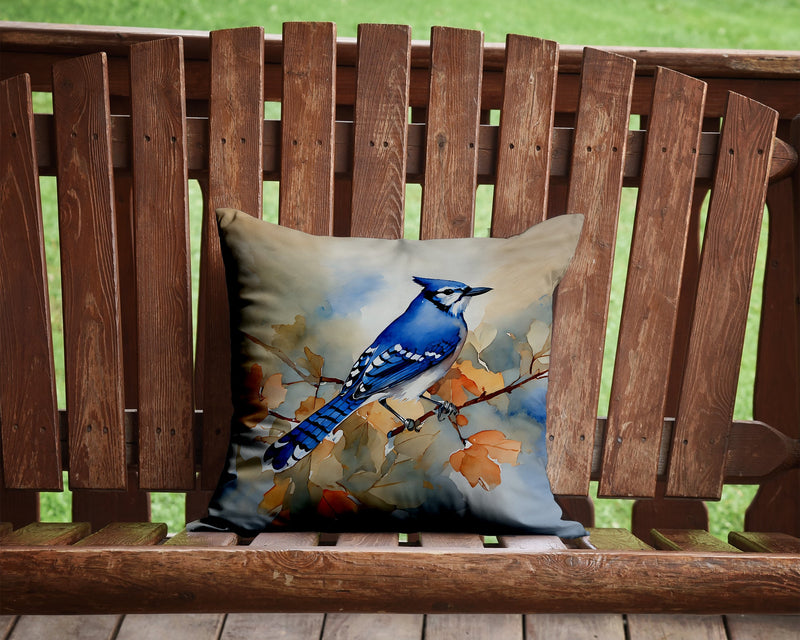 Blue Jay Throw Pillow - 14x14 Decorative Pillow – Art for Your Home & Patio