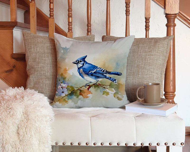 Blue Jay Throw Pillow - 14x14 Decorative Pillow – Art for Your Home & Patio