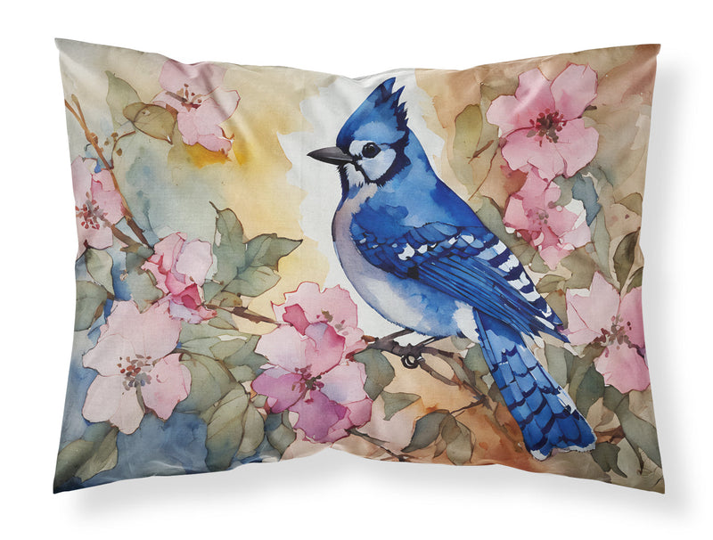 Blue Jay Standard Pillowcase – Artistic Decorative Front, White Back