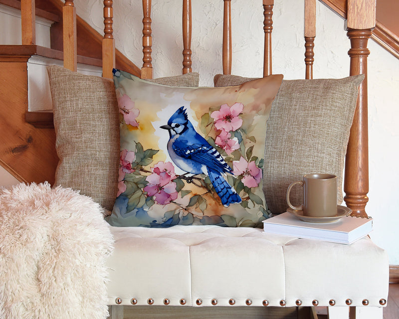Blue Jay Throw Pillow - 14x14 Decorative Pillow – Art for Your Home & Patio