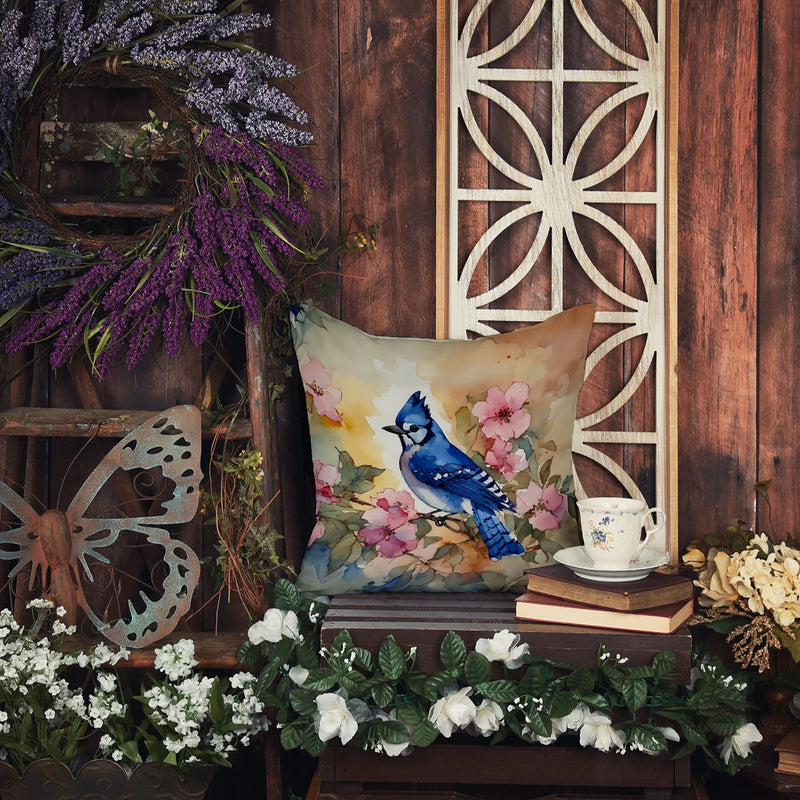 Blue Jay Throw Pillow - 14x14 Decorative Pillow – Art for Your Home & Patio