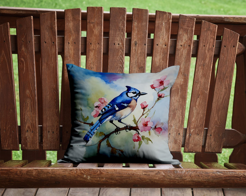 Blue Jay Throw Pillow - 14x14 Decorative Pillow – Art for Your Home & Patio