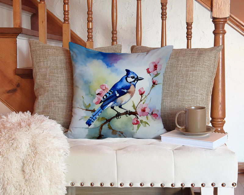 Blue Jay Throw Pillow - 14x14 Decorative Pillow – Art for Your Home & Patio