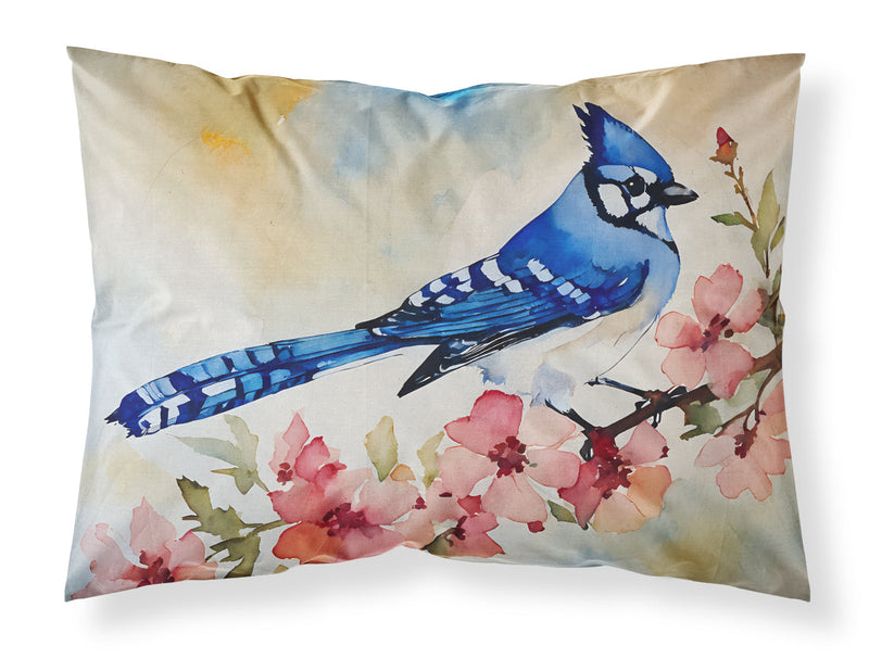 Blue Jay Standard Pillowcase – Artistic Decorative Front, White Back