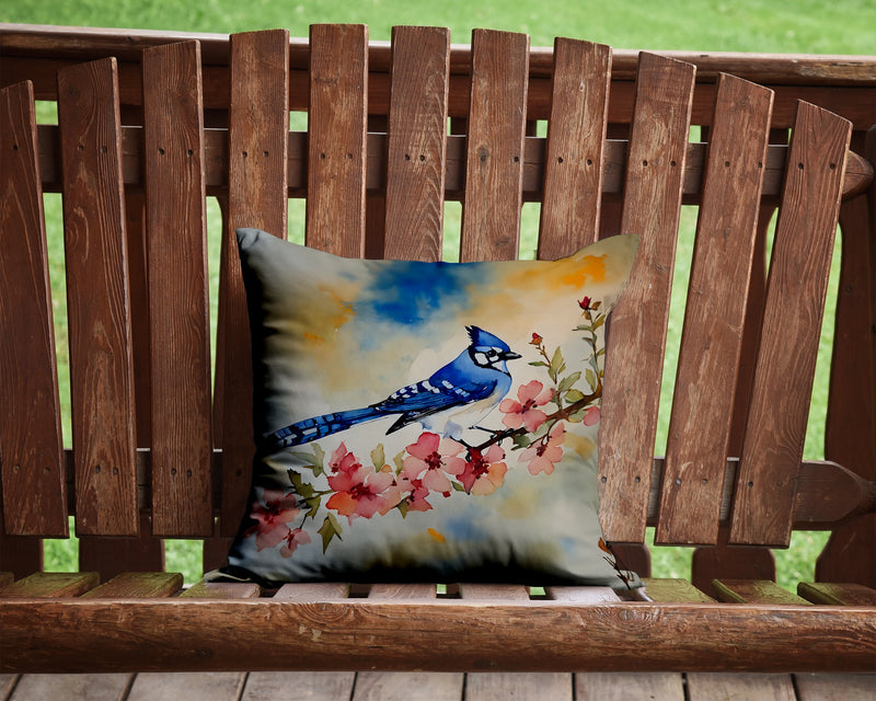 Blue Jay Throw Pillow - 14x14 Decorative Pillow – Art for Your Home & Patio