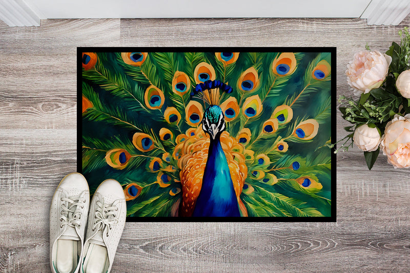 Peacock Doormat - 18X27 Indoor / Outdoor Rug | Made in USA