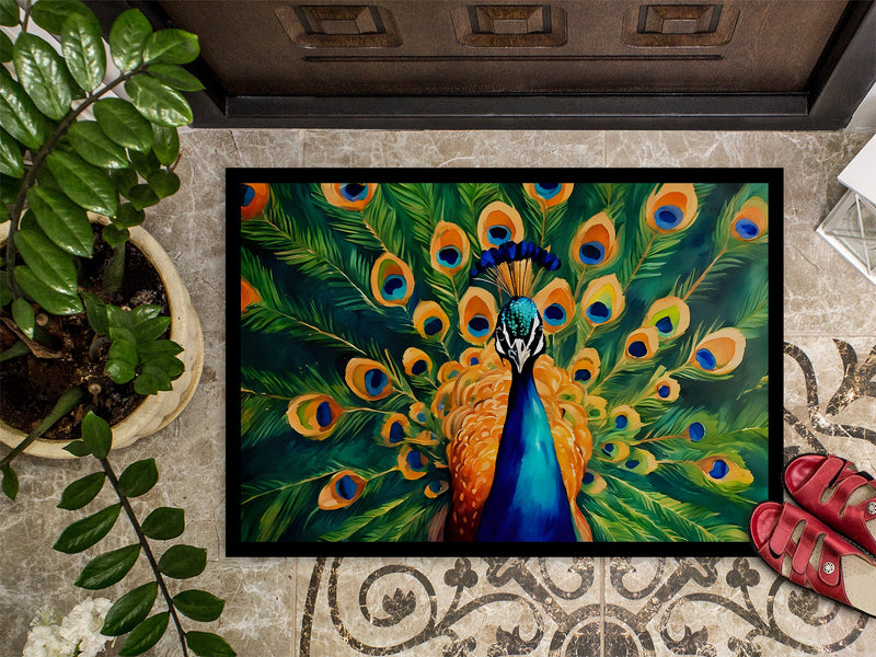 Peacock Doormat - 18X27 Indoor / Outdoor Rug | Made in USA