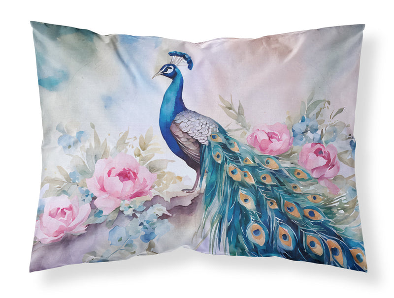 Peacock Standard Pillowcase – Artistic Decorative Front, White Back