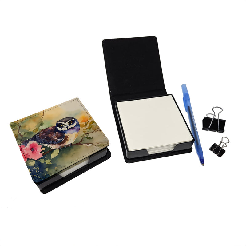 Spectacled Owl PU Leather Note Paper Holder