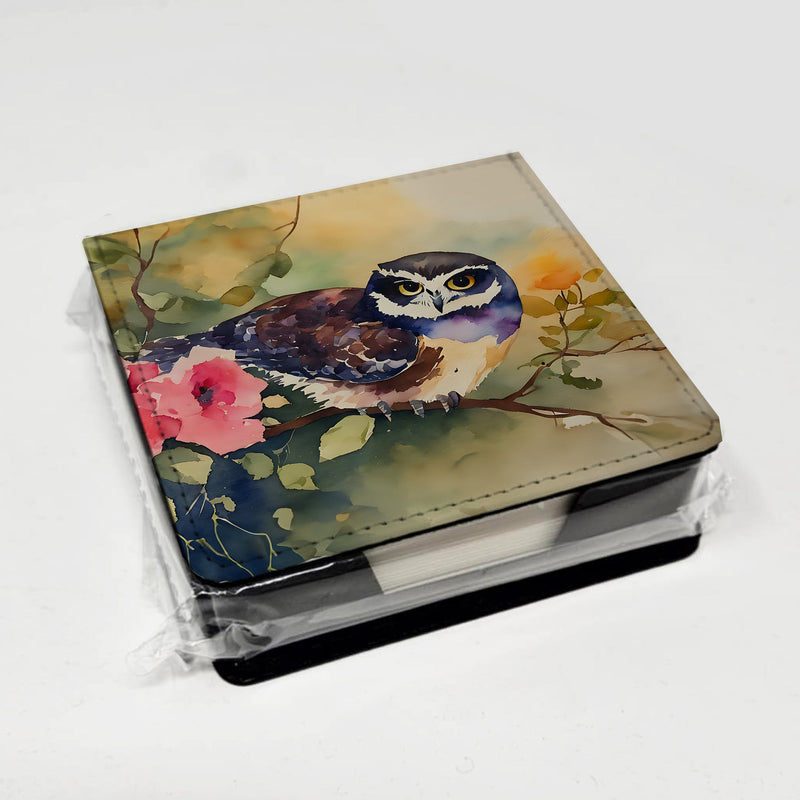 Spectacled Owl PU Leather Note Paper Holder